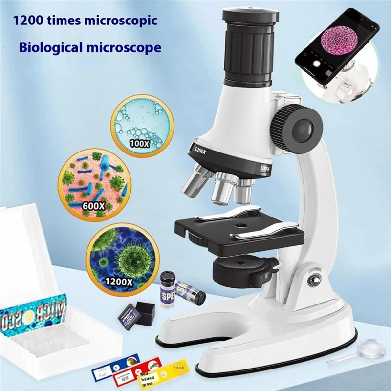 Optical Educational Microscope for Kids, 1200x Magnification Monocular Microscope Set - Powerful Optical Microscope For Beginners